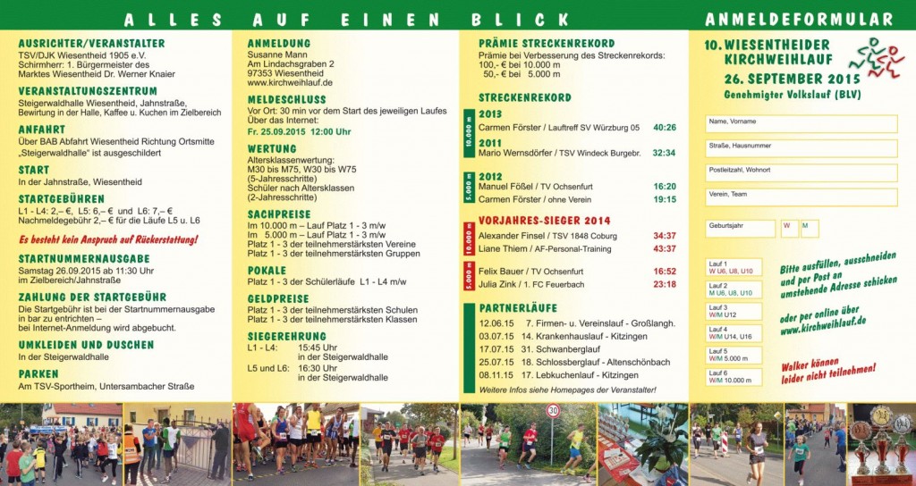 Kirchweihlauf Wiesentheid 2015 - Flyer Rückseite